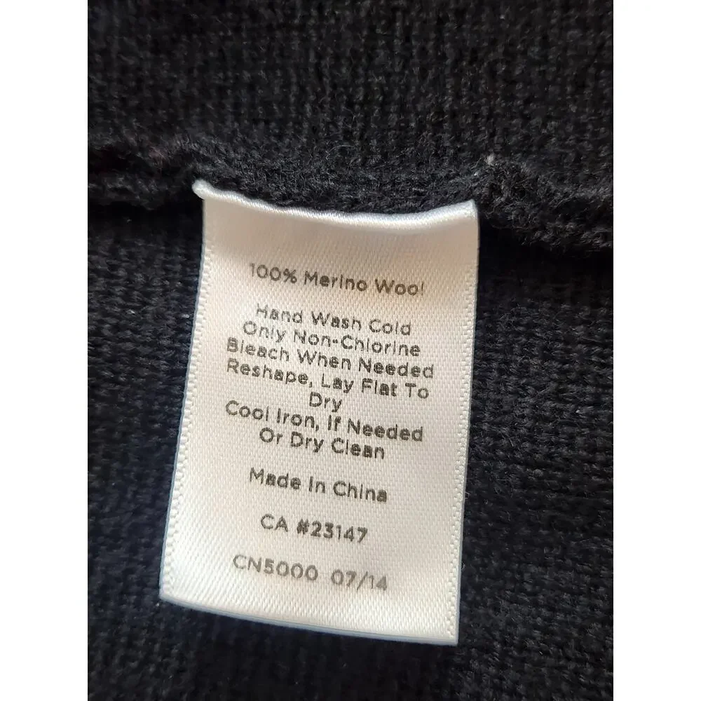 Talbots black sweater cardigan‎ sz 1Xp pure merino wool open front zip pockets